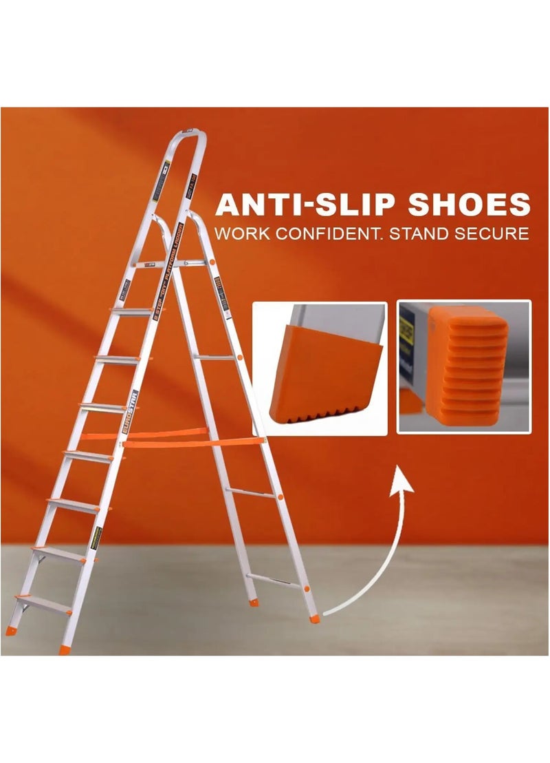 EUROSTAR Lightweight & Strong 8-Step Ladder for Home with Anti-Slip Shoes Aluminium Ladder (With Platform) - Image 3